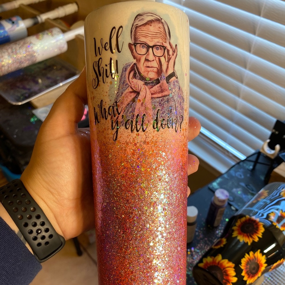 Leslie Jordan “well shit” tumbler